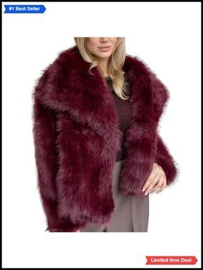 Faux Fur Jacket Winter Long Sleeve Fluffy Lapel Shaggy Coat